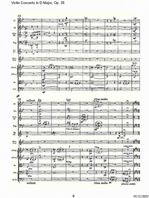 D大调小提琴协奏曲, Op.35第二乐章