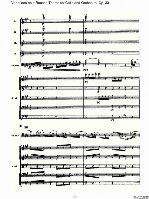 大提琴与管弦乐洛可可主题a小调变奏曲, Op.33（二）