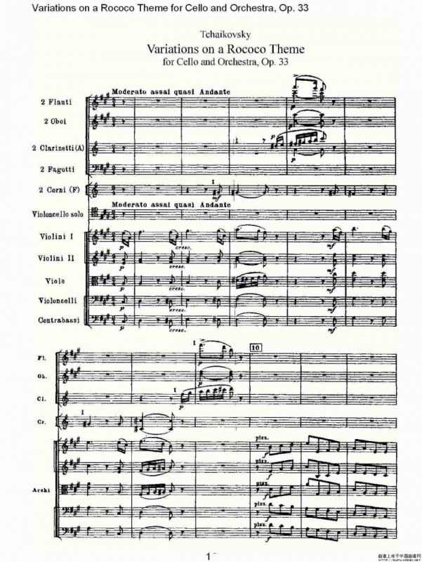 大提琴与管弦乐洛可可主题a小调变奏曲, Op.33（一）