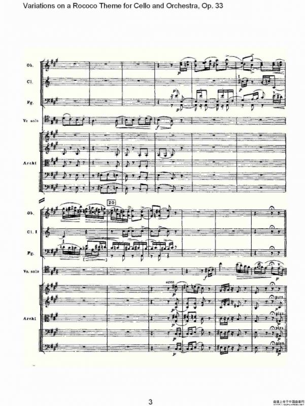 大提琴与管弦乐洛可可主题a小调变奏曲, Op.33（一）