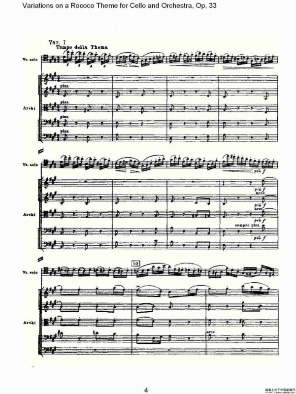 大提琴与管弦乐洛可可主题a小调变奏曲, Op.33（一）