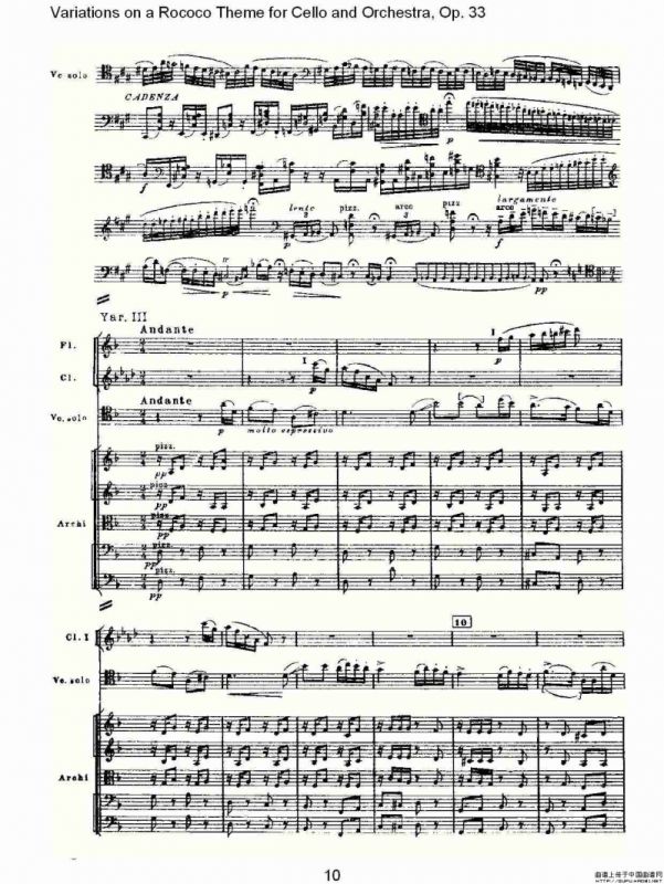 大提琴与管弦乐洛可可主题a小调变奏曲, Op.33（一）