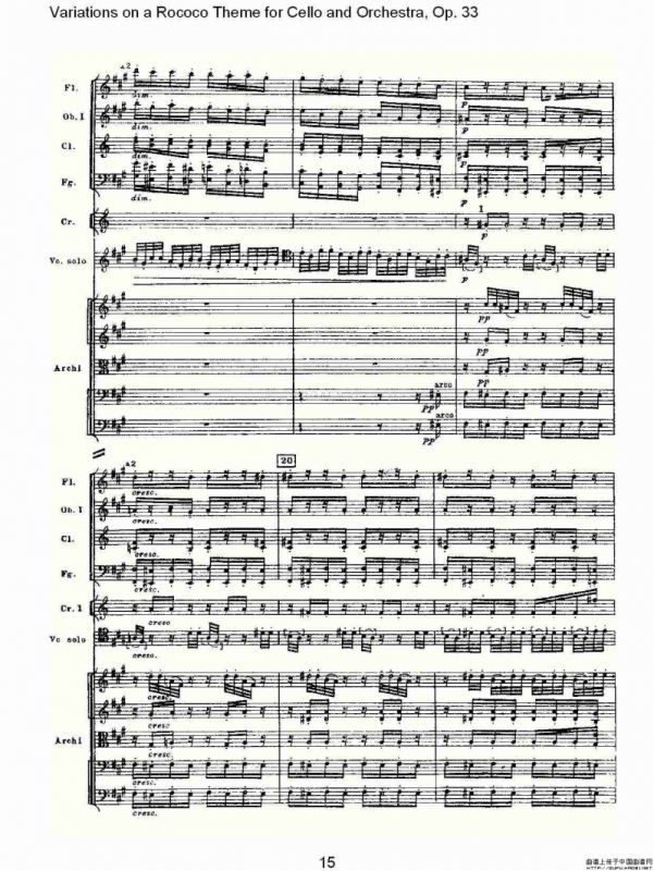 大提琴与管弦乐洛可可主题a小调变奏曲, Op.33（一）