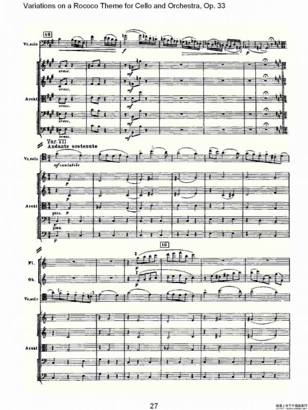 大提琴与管弦乐洛可可主题a小调变奏曲, Op.33（一）