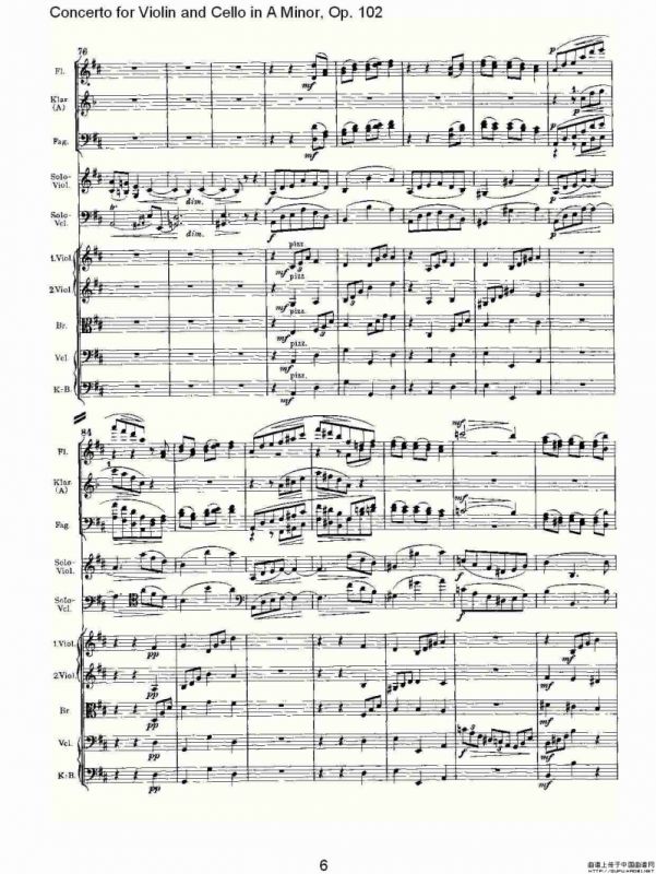 A小调小提琴与大提琴协奏曲, Op.102第二乐章