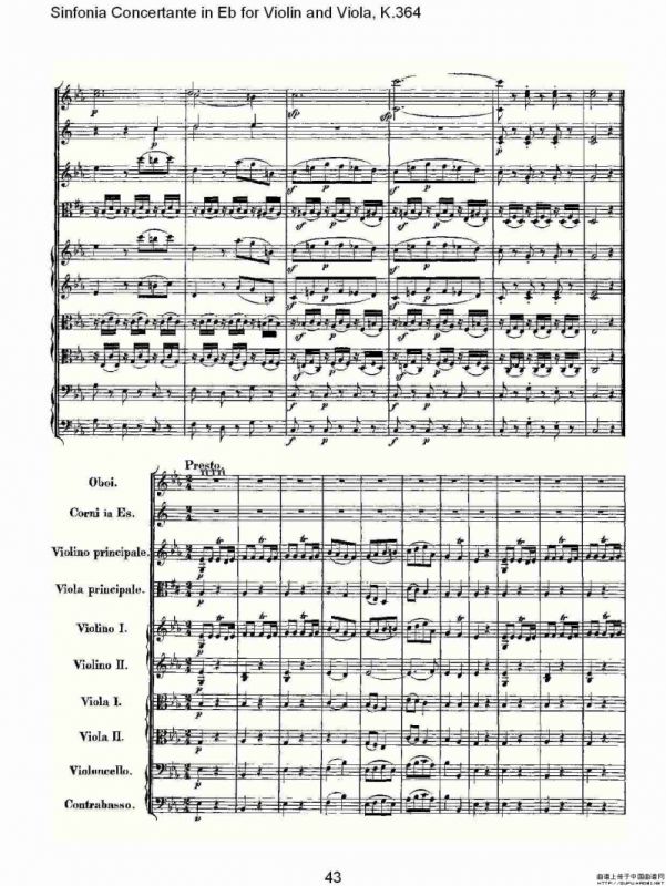 Eb调小提琴与中提琴炫技序曲, K.364（二）