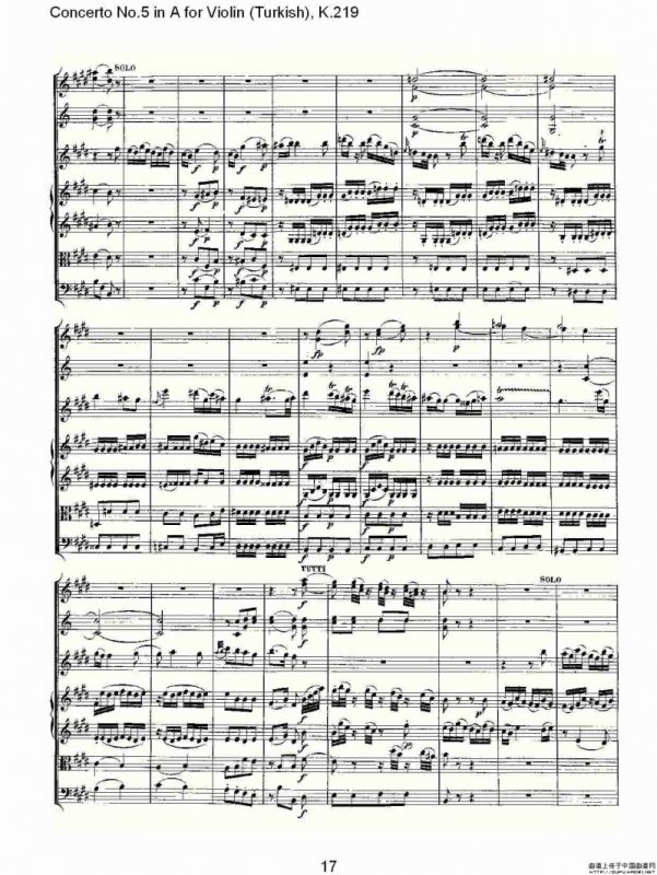 A调小提琴第五协奏曲，（土耳其) K.21）
