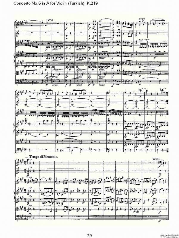 A调小提琴第五协奏曲，（土耳其) K.21）