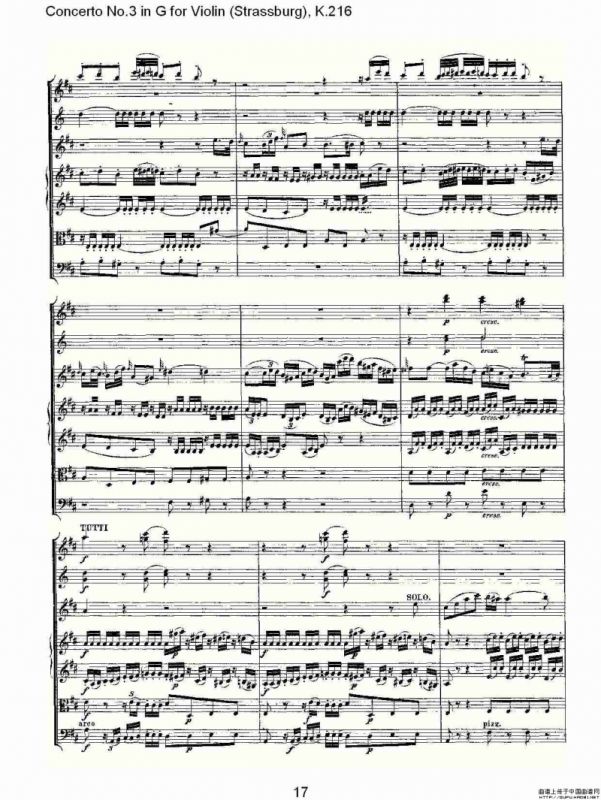 Concerto No.3 in G for Violin K.216（G调小提琴第三协奏曲, K）