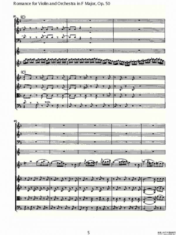 小提琴与管弦乐奏F大调浪漫曲 Op.50