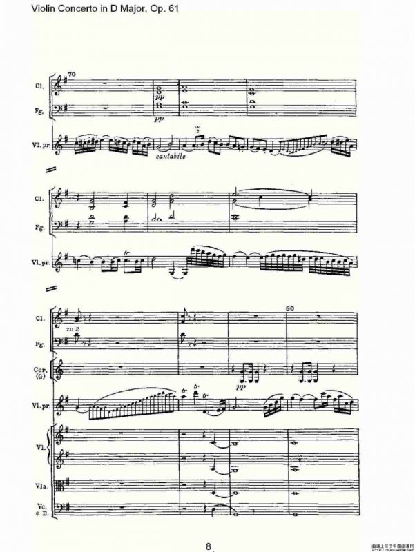 D大调小提琴协奏曲 Op.61 第二乐章