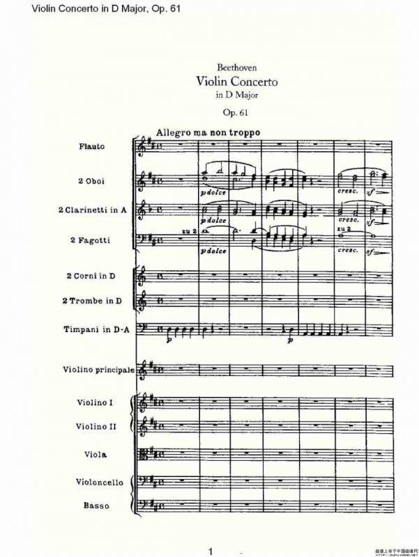 D大调小提琴协奏曲 Op.61第一乐章（一）