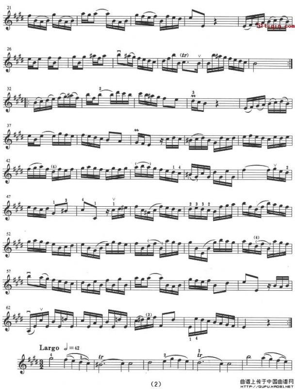 亨德尔第六奏鸣曲E大调（小提琴谱）