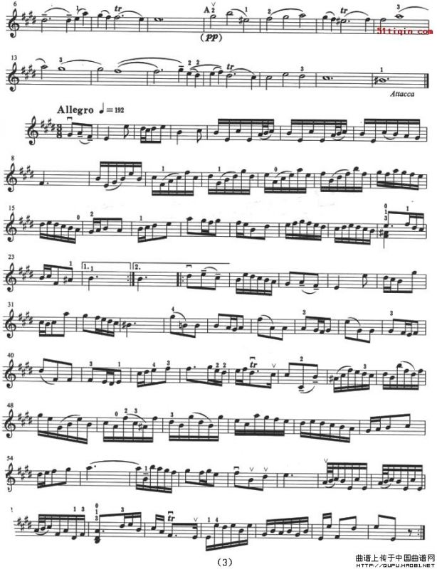 亨德尔第六奏鸣曲E大调（小提琴谱）