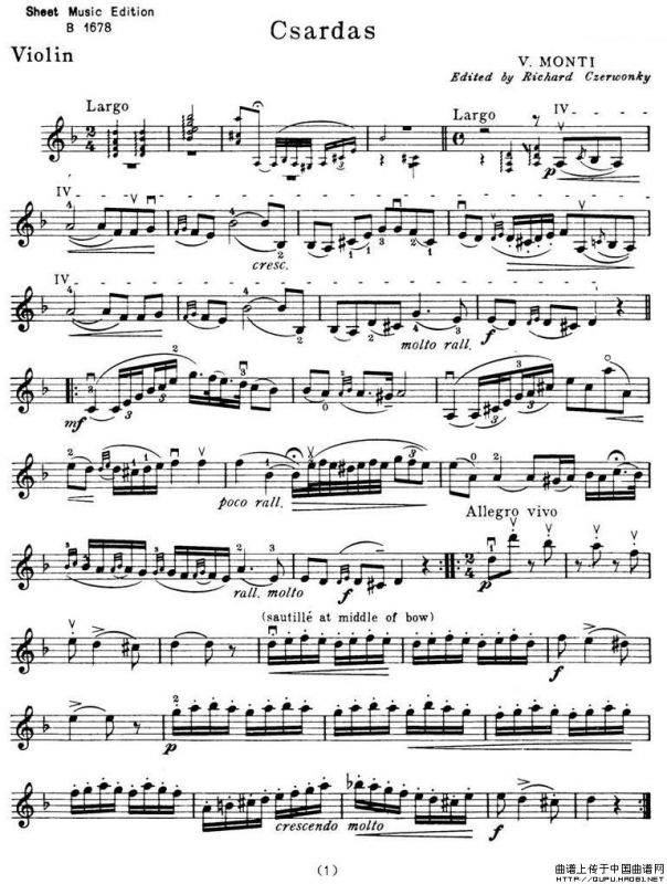 查尔达斯舞曲（小提琴谱）
