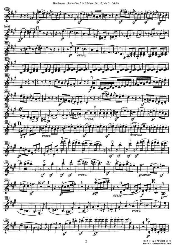 贝多芬第二号小提琴奏鸣曲A大调op.12