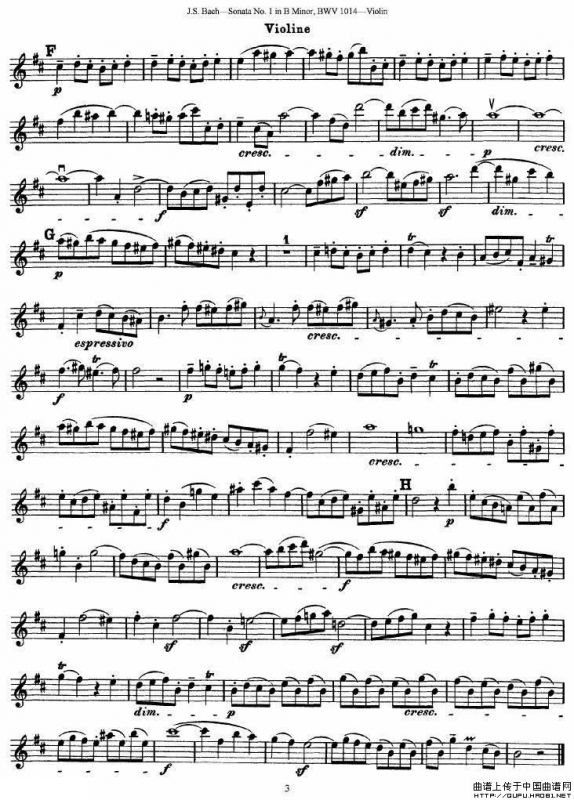 巴赫小提琴奏鸣曲No.1b小调（BWV 1014 [小提琴谱]）