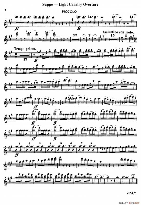 Light Cavalry Overture（轻骑兵序曲）（管乐合奏短笛分谱）