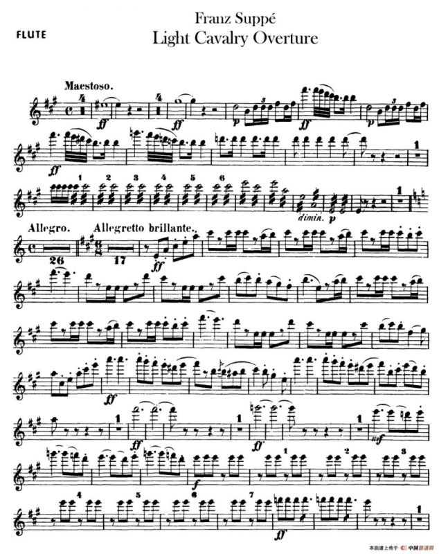Light Cavalry Overture（轻骑兵序曲）（管乐合奏长笛分谱）