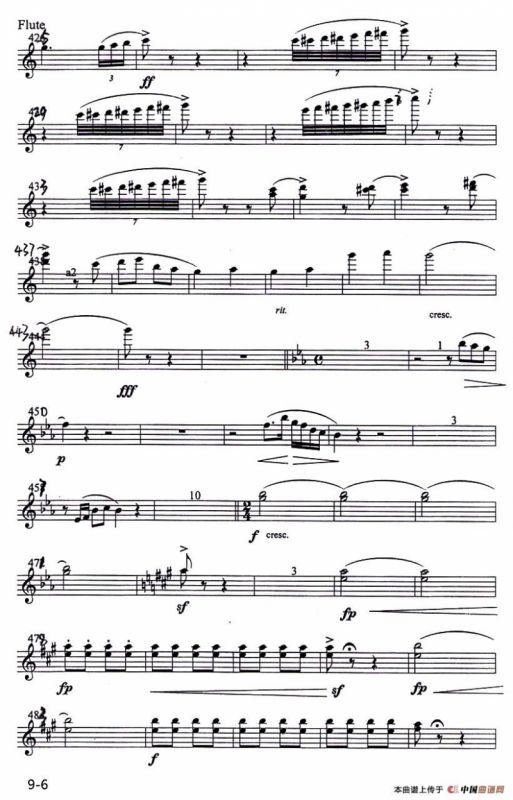 梁山伯与祝英台（小提琴协奏曲长笛分谱）