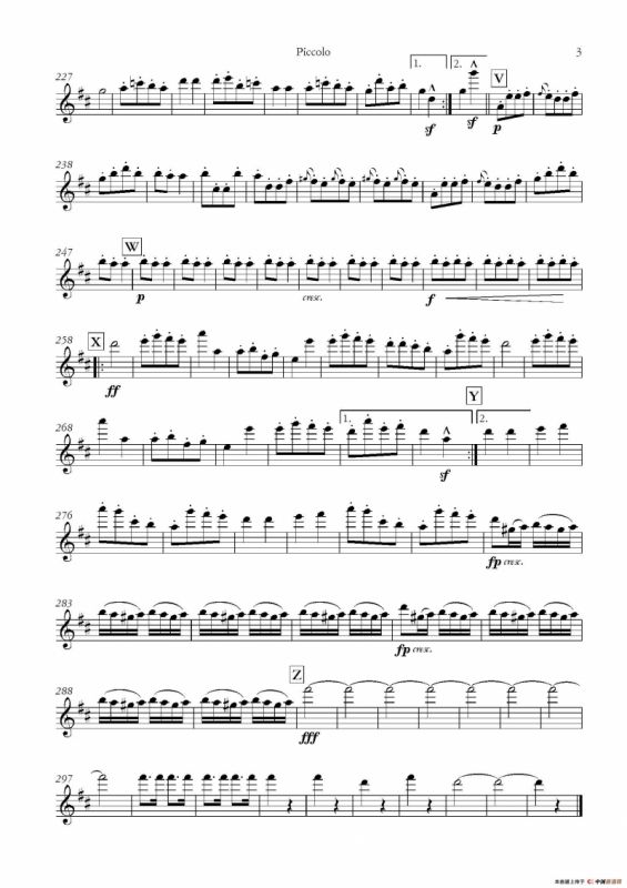 天堂与地狱序曲（管弦乐长笛分谱）