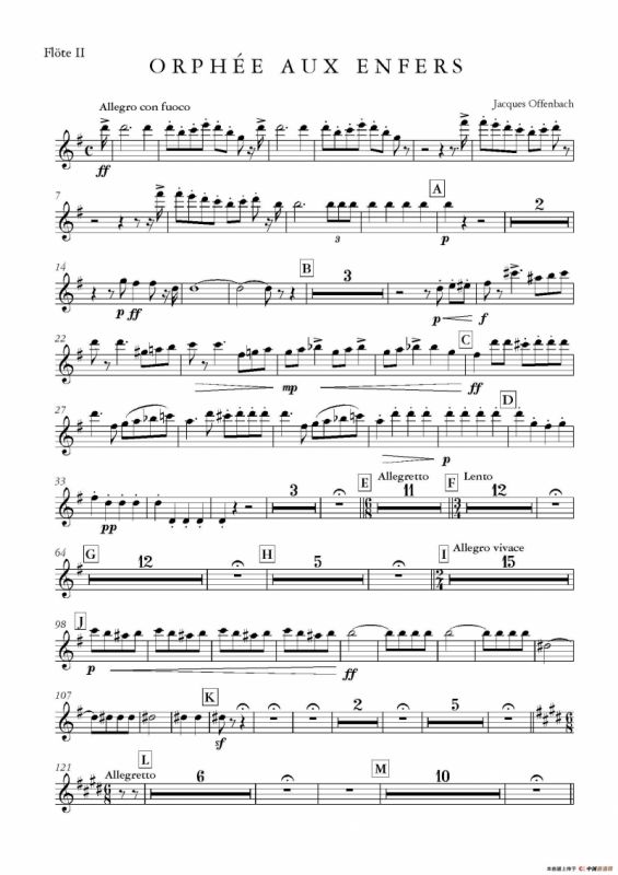 天堂与地狱序曲（管弦乐长笛分谱）