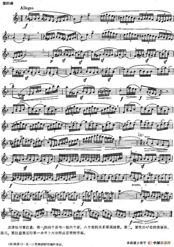 长笛练习曲100课之第85课 （四个音与一拍六个音 八个音练习曲）