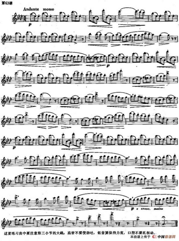 长笛练习曲100课之第63课 （大跳与高音练习要点）