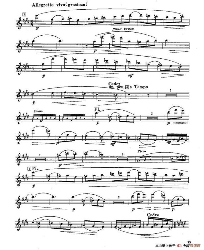 长笛六级考级曲谱