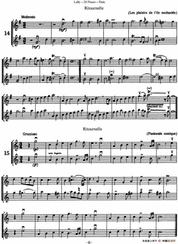 卢黎20首长笛附带钢琴伴奏曲