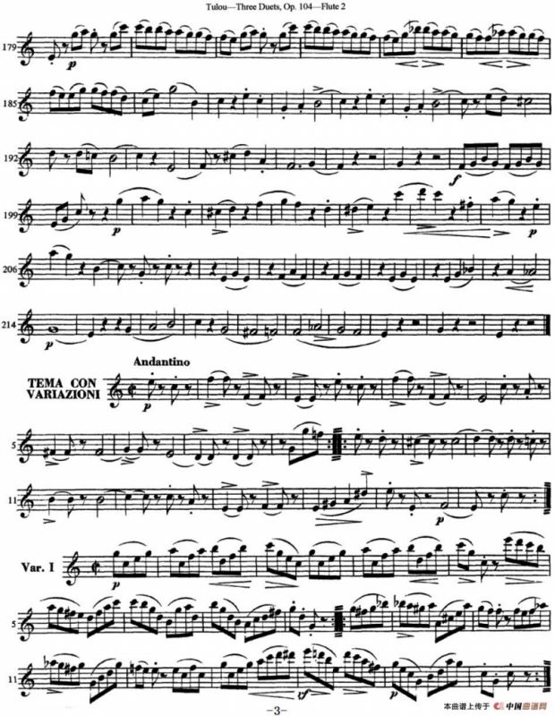 图露三首长笛简易重奏曲Op.104（Flute 2）（NO.1）