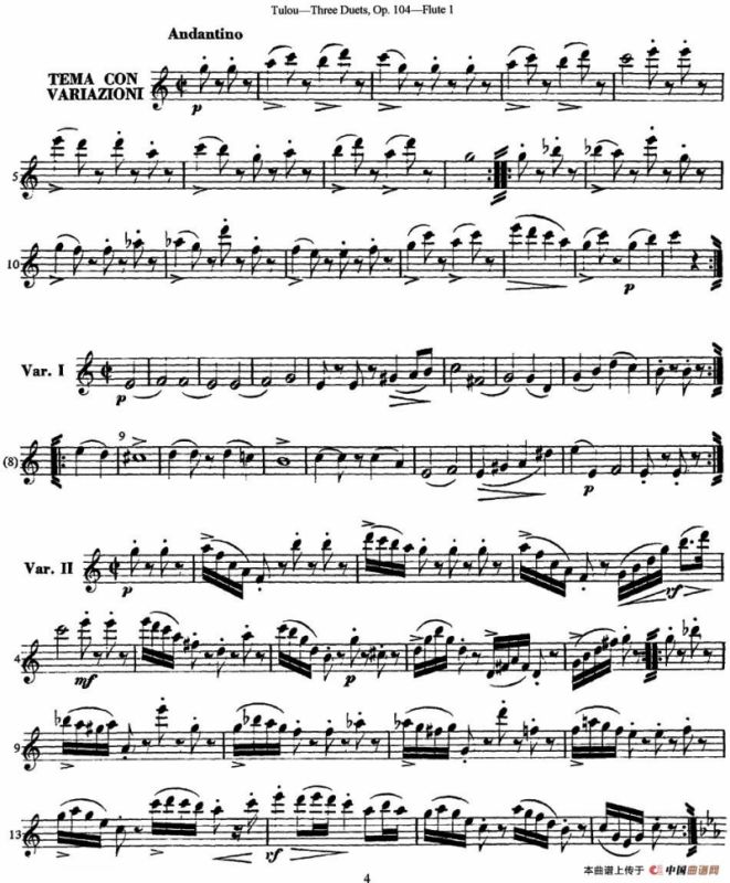 图露三首长笛简易重奏曲Op.104（Flute 1）（NO.1）