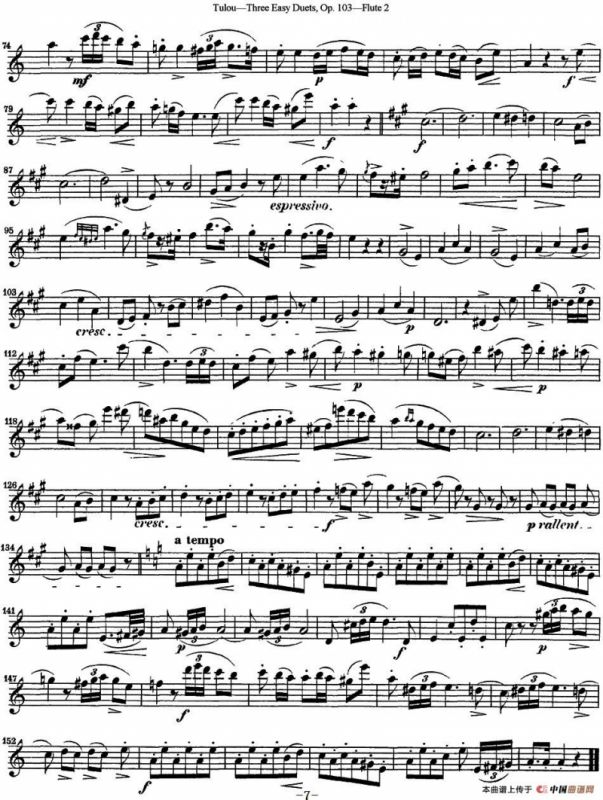 图露三首长笛简易重奏曲Op.103（Flute 2）（NO.2）