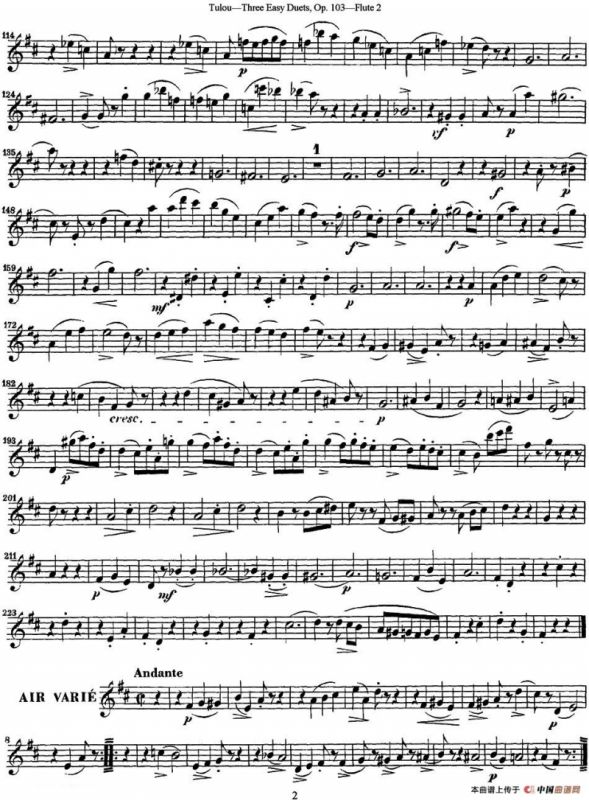 图露三首长笛简易重奏曲Op.103（Flute 2）（NO.1）