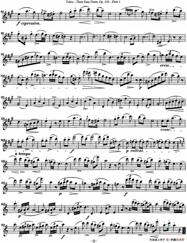 图露三首长笛简易重奏曲Op.103（Flute 1）（NO.2）