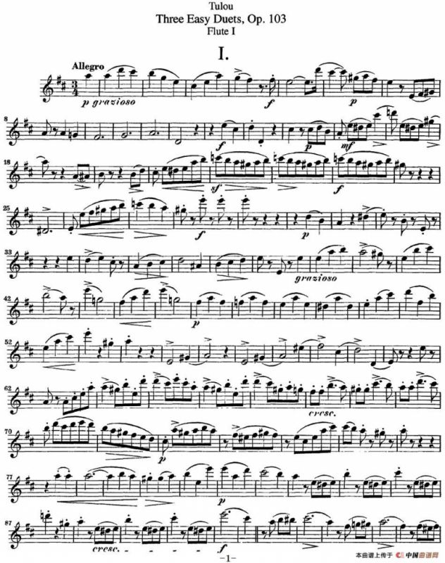 图露三首长笛简易重奏曲Op.103（Flute 1）（NO.1）