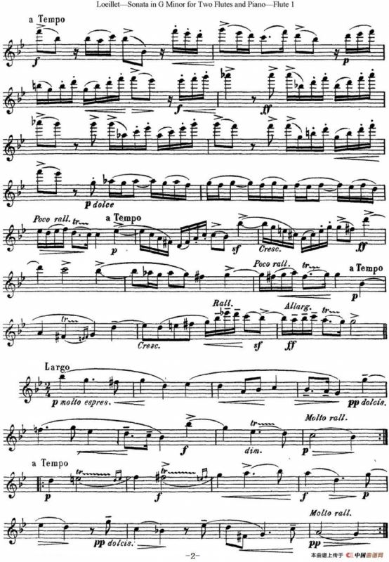 罗埃莱特G小调双长笛与钢琴奏鸣曲