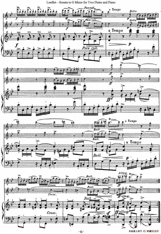 罗埃莱特G小调双长笛与钢琴奏鸣曲