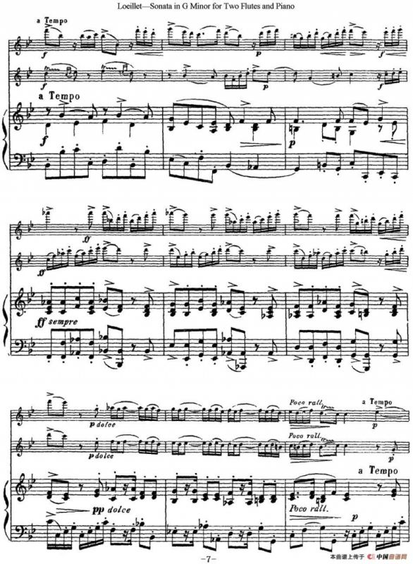 罗埃莱特G小调双长笛与钢琴奏鸣曲
