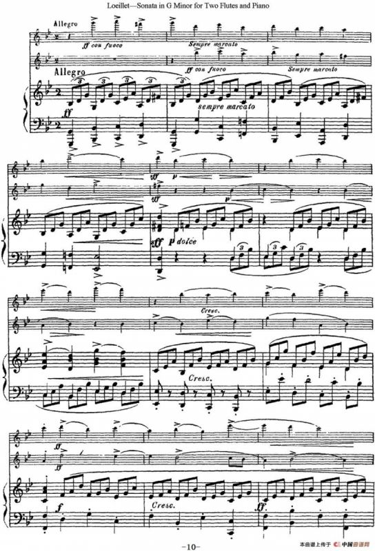 罗埃莱特G小调双长笛与钢琴奏鸣曲