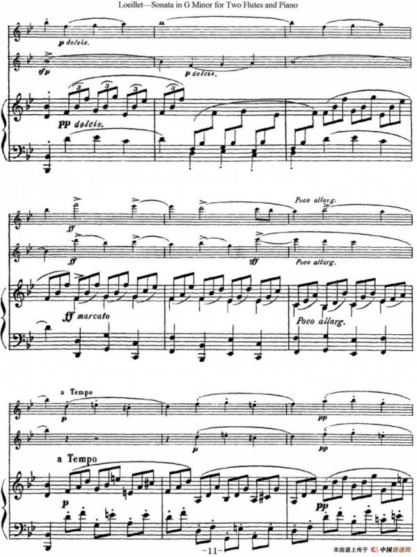 罗埃莱特G小调双长笛与钢琴奏鸣曲