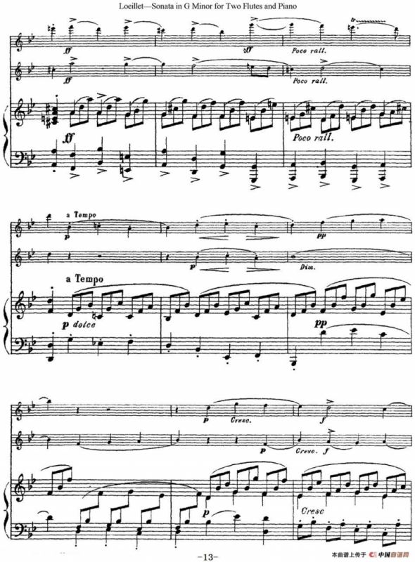 罗埃莱特G小调双长笛与钢琴奏鸣曲