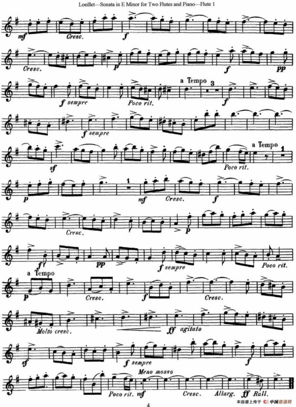 罗埃莱特E小调双长笛与钢琴奏鸣曲