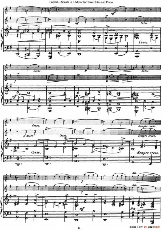 罗埃莱特E小调双长笛与钢琴奏鸣曲