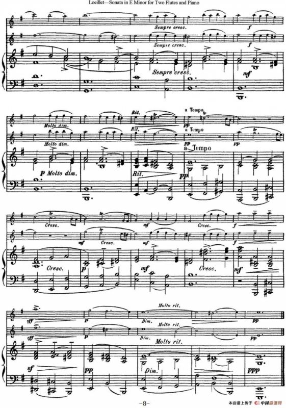罗埃莱特E小调双长笛与钢琴奏鸣曲