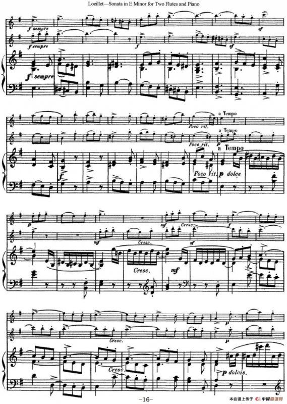 罗埃莱特E小调双长笛与钢琴奏鸣曲
