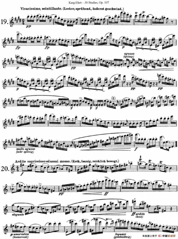 卡-伊勒特30首长笛练习曲Op.107（NO.19-NO.21）