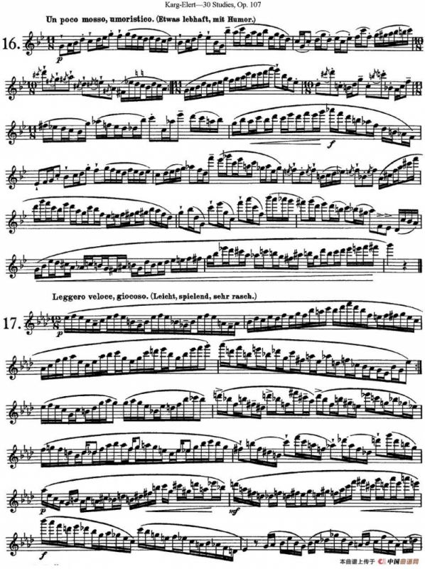 卡-伊勒特30首长笛练习曲Op.107（NO.16-NO.18）