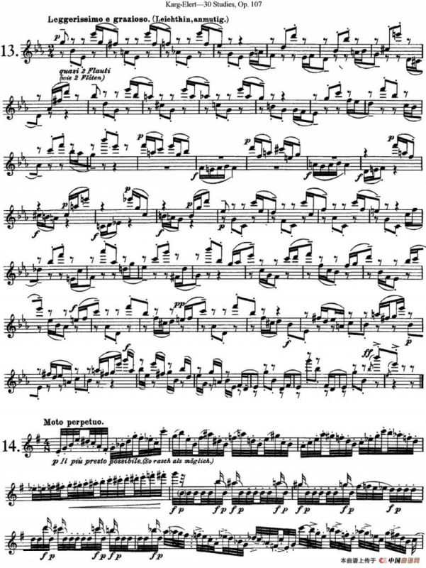 卡-伊勒特30首长笛练习曲Op.107（NO.13-NO.15）