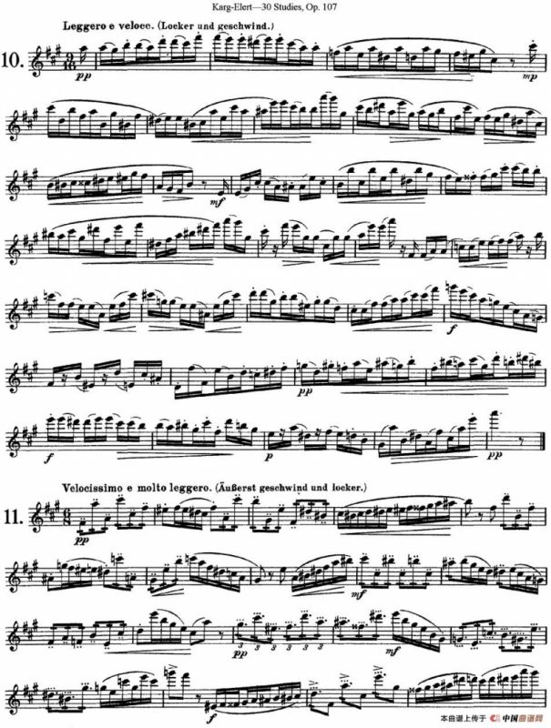 卡-伊勒特30首长笛练习曲Op.107（NO.10-NO.12）